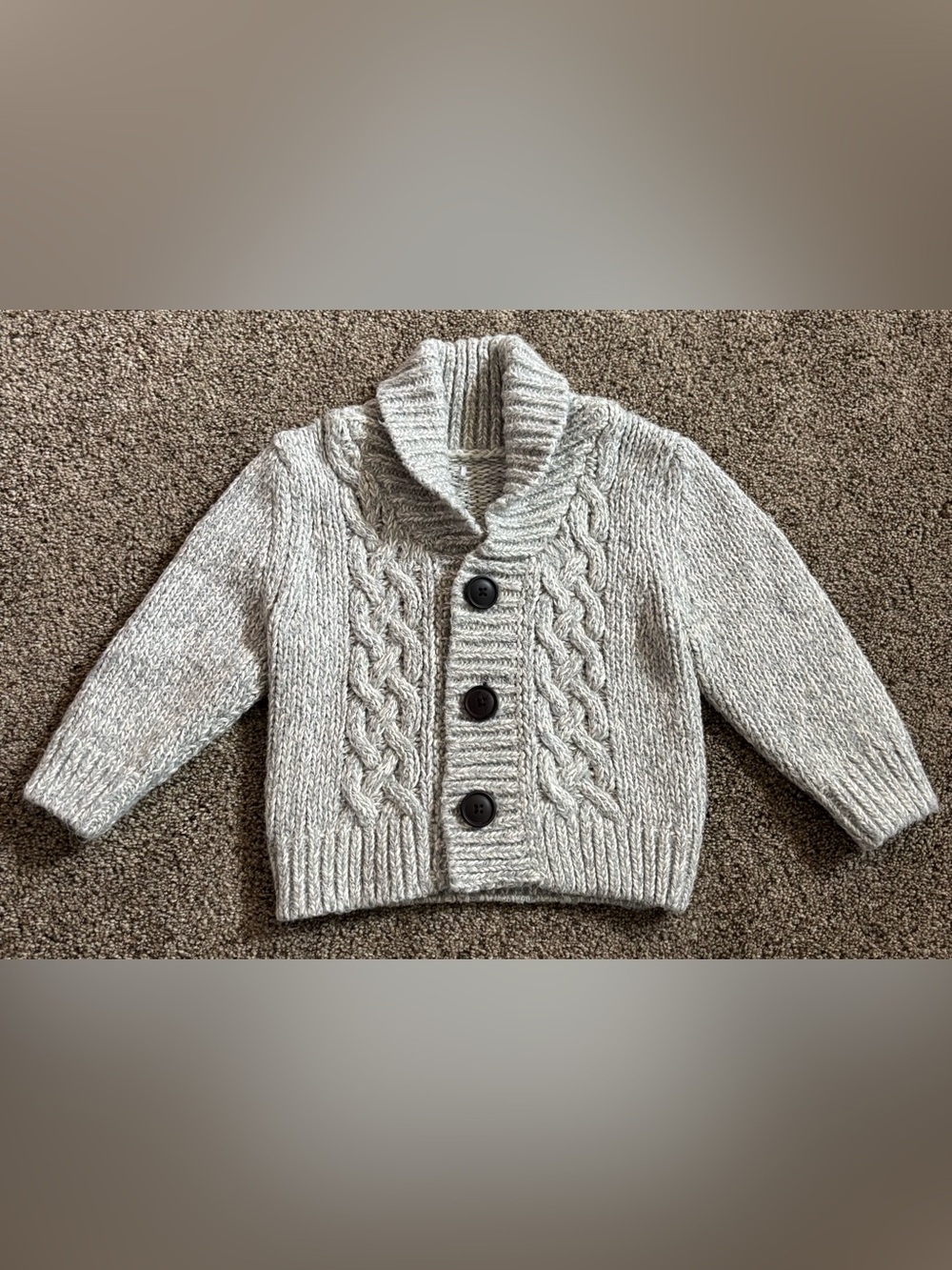 Cozy Cable Knit Button-Front Cardigan - Light Gray